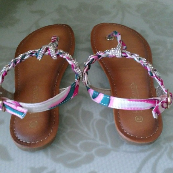 Girls' Multicolored Thong Sparkle Sandals - Picture 4 of 5